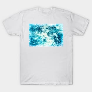 Blue Ocean Summer Beach Waves Abstract Watercolor T-Shirt